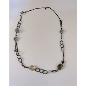 Bronze and jewel tone long necklace